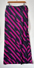 VTG 70s ROSE MARIE REID BLACK PINK DISCO GRAPHIC MAXI COVER-UP HI SLIT SKIRT*S/M