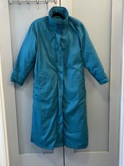 Eddie Bauer Goose Down Puffer Parka Below Knee Teal Coat Long Jacket Large