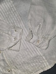 Lord & Taylor Vtg Embroidery Lace Collar Blouse Pintucks 100% Linen
