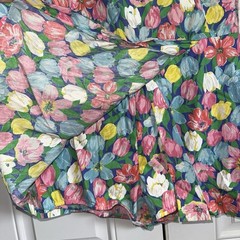Vintage GaBar Cotton Play Swim Suit Sz 18 Union Label Pretty Tulips Built Bra
