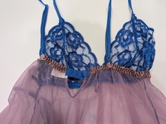 NWT Frederick’s of Hollywood Y2K Top Blue Lace Teddy Small Lingerie Alluring Blu
