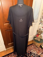 Bell Nouvel Black Peignoir Set Gown Sheer Robe Beaded Lace 2Pc Nightgown L/Xl