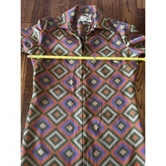 Vintage Disco Mod Dress Womens Size 12 Textured Geometric Hippie Groovy 60s 70s