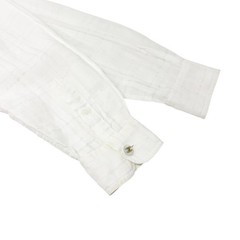 CHANEL Vintage CC Logo Checked Button Up Shirt #38 White Cotton Pocket 902289