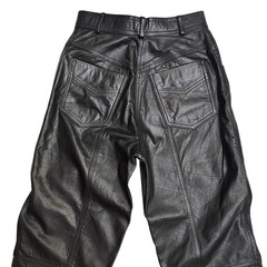 VTG Black Genuine Leather High Waisted Biker Moto Tapered Pants women’s 6 Grunge
