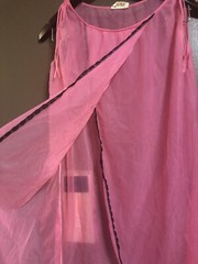 Vintage GRAGERO Nightgown Medium Pink Nylon Lingerie Sleep Slip Lace Sheer