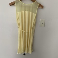 Vintage Two Piece Sheer Nightie Gown With shawl Pale Yellow Lace Trim M