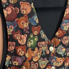 EJM Vintage 90’s Teddybear Pattern Tapestry Vest Womens 6 Petite Indie Festival