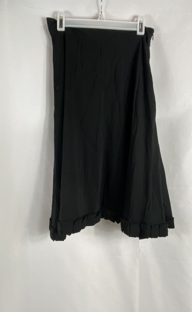 Vintage 90s Moschino Women’s Black Pleated Ruffle Hem Side Zip Skirt Sz 4