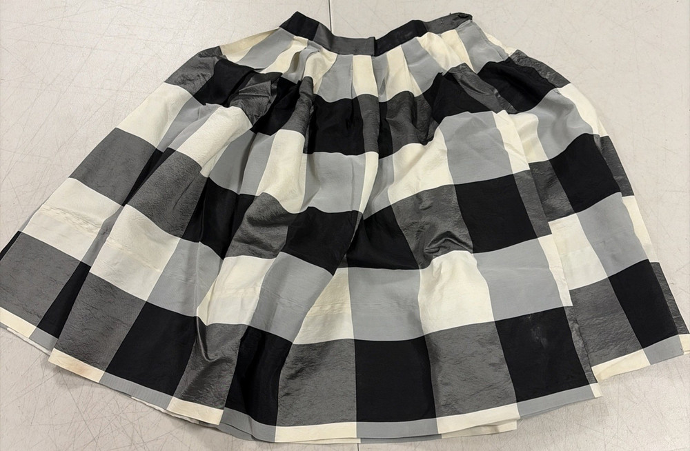 1960’s Sabot Sportflair Check Plaid Pleated Skirt Black, Grey & Cream Size S?