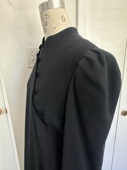 VTG 80s Carolina Herrera Montaldos Wool Midi Dress Black Sz 12 M/L Buttons