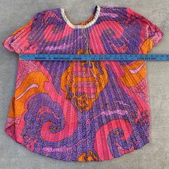 Pleated Caftan Top Colorful Psychedelic Hippie Mod Tiki Aloha 60s 70s Vintage