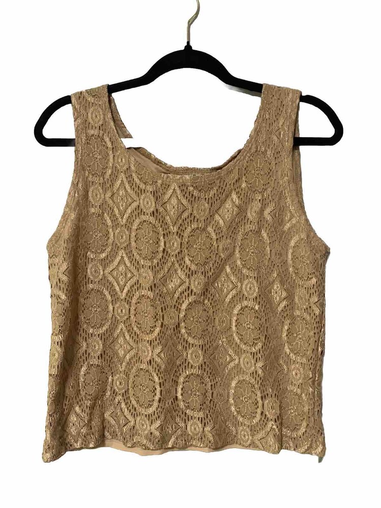 city girl nancy bolen vintage Top Lace Nude Tank Lined 35 Inch Chest