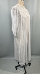 Vintage Robe Nightgown SIZE SMALL blue long ruffle lace CHARACTER 60s 70s