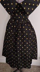 Vtg 80’S does 50’s DRESS Women’s Cocktail Evening Black Gold Polka Dot Retro 6/9