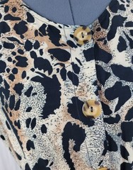 Vintage Wild Rose Tan/Brown/Black Animal Print Dress w Peplum Size 14