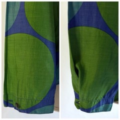 90s Perry Ellis America Silk & Cotton Dot Shirt Oversized S Blue/Aqua/Green