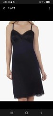 Vanity Fair Sexy Black Silky Nylon Lace Trim Slip Dress Lingerie 24″ 38/44