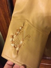 Vtg 60s AMOUR WOODSTOCK Vinyl Faux Leather Embroidered Butterflies JACKET, 15/16