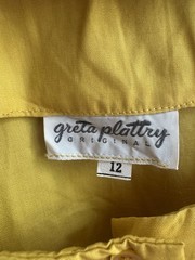 VTG 50s Designer Greta Plattry Deadstock Mustard Gold Blouse Button Up Top XS/S