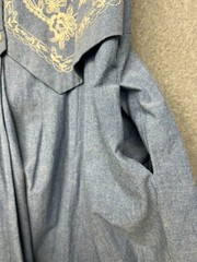 Vintage Lanz Originals Blue Chambray Midi Dress Vest Embroidery Cottagecore