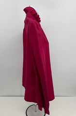 Vintage Judy Bond Button Up Purple / Red Blouse High Collar Ruffle Front Size 12