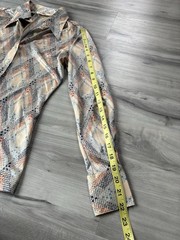 VTG Casual Corner Button Up Blouse Top Women’s Size S 1970s Silky Geometric