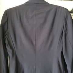 Vtg GUCCI Dark Blue Lana Vergine Fleece Wool Pantsuit Wm Sz 44 Tailored DAMAGED