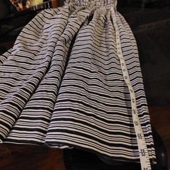 Vintage homemade black and white striped dress with elastic stretchy top.