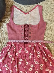 VTG Kibek Dirndl Sportalm Austria Pink Dress Corset Floral Embroidery Metal XS S