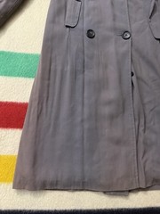 Vintage 40s 50s 60s Gabardine Rayon Sun Faded Mouton Fur Collar Overcoat Trench