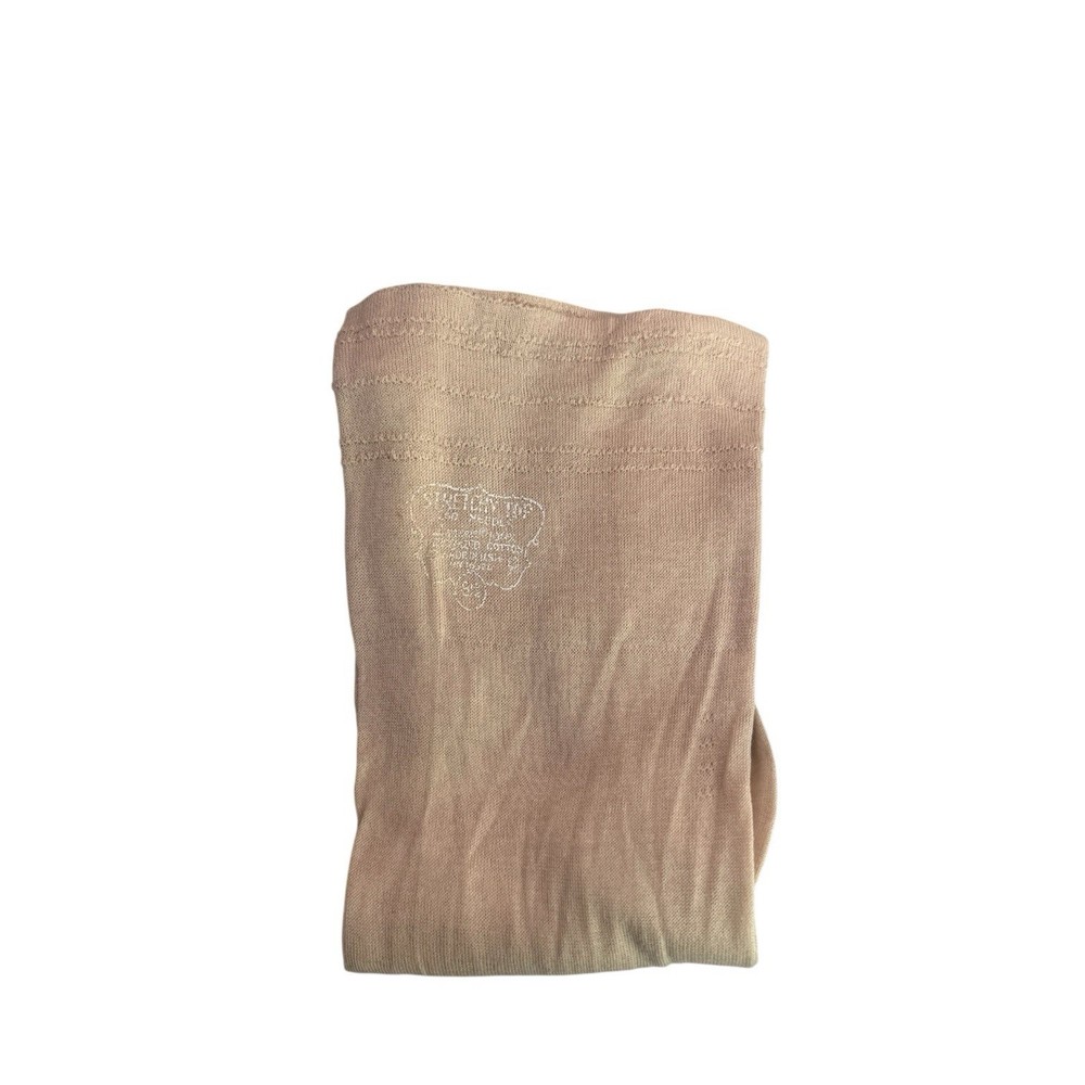 Vintage Stretch Top Cotton Seamless Stockings Made In USA Size 8 1/2 Beige