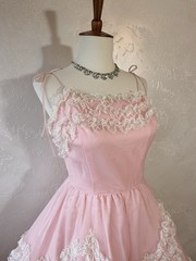 Vintage 50’s/60’s Mike Benet Formals Baby Pink Ruffled A-Line Tulle Dress