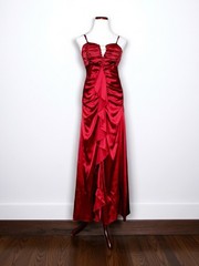 Vintage ​Stunning Donna Bella Ruby Red Satin Evening Gown – Size 10