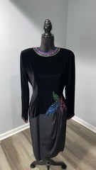 Ann Lawrence vintage 1980s special occasions black velvet sequins dress Size 12
