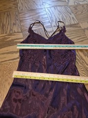 Vtg MFlora Nikrooz Bordeaux Satin Maxi Slip Dress