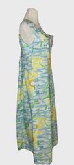 Vtg POMARE Tahiti Hawaii Maxi Dress Sleeveless Sunset Blue Green Yellow sz L