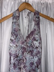 Vintage Y2K 90s Purple 100% Silk Ruffled Halter Dress Sangria Sz 10 Day Evening
