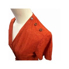 Frederick’s of Hollywood Faux Suede Button Midi Dress Terracotta S Vintage Boho
