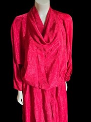 vtg d.Frank womens red silky dress with open blouson back secretary 80s size 14
