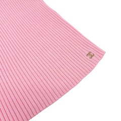 CHANEL Vintage 01C CC Logo Knit Rib Tank Top #42 Gold Rings Pink Cotton