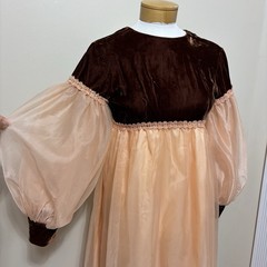 Vtg 60s Lorrie Deb Velvet Chiffon Bridgerton Renaissance Romantic Maxi Dress XS