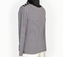 Vintage Long Slv. Tee French Stripes Black & White 55% Combed Cotton Size L, EUC