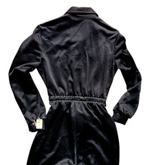 NOS Vintage 1970s MOD Womens Polyester Jumpsuit Black Disco Sz M-L Wide Leg
