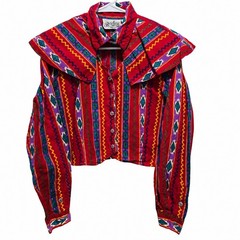 Vintage Rodeo Western Wear Southwestern Aztec Crop Jacket Shirt M Shoulder Pads