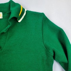 Vintage 1950s Varsity Cheer Sweater Womens USA Made Kelly Green Virgin Wool 60s
