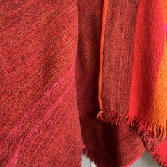 Vintage Roxa Ltd Mixed Wool Poncho Cape Colombian Red Orange Purple