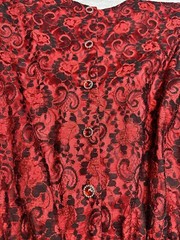 VTG Lilia Smitty Red/Black Lace Fringe Western Goth Long Gown/Dress Size 3/4