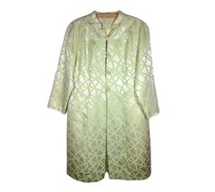Vtg 60s Silk Spring Coat Lime Green Chartreuse Mid Length Knot Buttons M L
