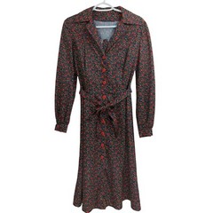 Handmade Navy Green Red Floral 1980 **Please Read Description For Sizing** VTG